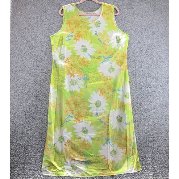 Draper's & Damon's Dresses & Skirts - Drapers Damons Dress Womens PXL Sleeveless Sundress Green Floral Vintage 90s Y2K